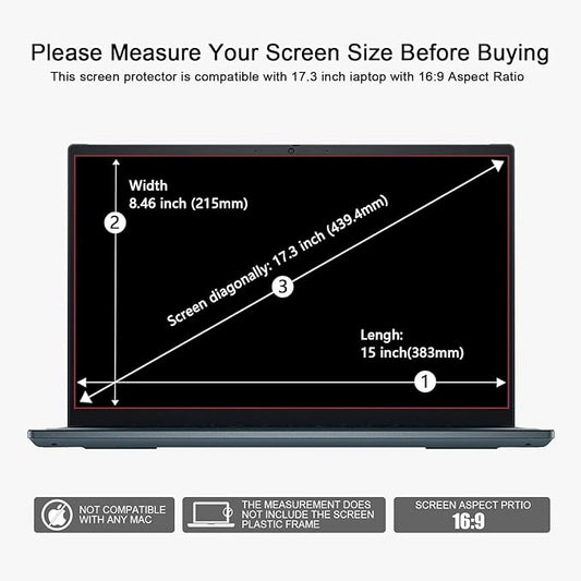 【2 Pack】 17.3 Inch Laptop Screen Protector for HP/Dell/Asus/Acer/Sony/Samsung/Lenovo/Razer Blade 17.3" Laptop (Aspect ratio 16:9) Anti-Blue Light Anti-Glare (with Metal Camera Cover)