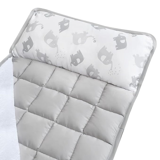 Moonsea Nap Mat for Toddlers Elephant with Pillow Blanket, Lightweight Perfect for Kids Preschool, Daycare, Travel Sleeping Bag Boys Girls, 21" x 50" Fit on a Standard Cot