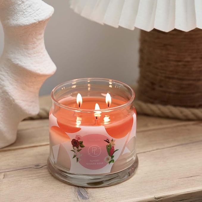 PartyLite Scented Jar Candle, Bergamot and Ginger Blossoms with Jasmine and Rose Scent, 3-Wick Aromatherapy with 25-45 Hours of Burn Time, Ideal for Home Decor, Holiday Gifting and Celebration