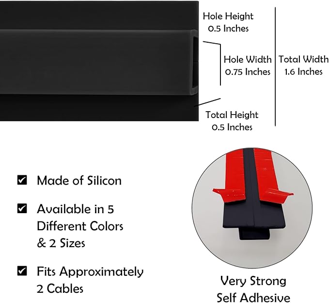 Rubber Bond TV Cord Hider Cable Protector - Strong Self Adhesive Wall Cord Cover Cable Hider - Low Profile Cable Management Wall Cord Concealer Cable Raceway