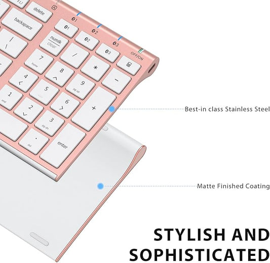 iClever BK10 Bluetooth Keyboard, Universal Bluetooth 5.1 Wireless Keyboard with Number Pad, Ergonomic Design, Multi-Device Compatibility, Stable Connection for Mac, iPad, iPhone, Android, Windows