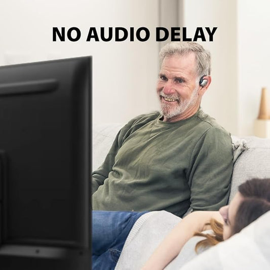 Avantree Medley Pebble - Wireless Earbuds for TV Listening, Clear Voice Open Ear Bluetooth 5.3 Headphones for Seniors & Hard of Hearing, with Transmitter and Charging Dock, 10hrs Play Time