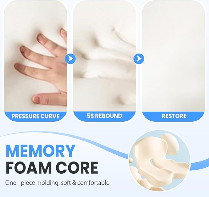 2025 New Back and Seat Cushion, Ergonomic Non-Slip Memory Foam Seat Cushion with Back Support, L-Shaped Breathable Backs Cushions for Car, Office, Home (Sky Blue)