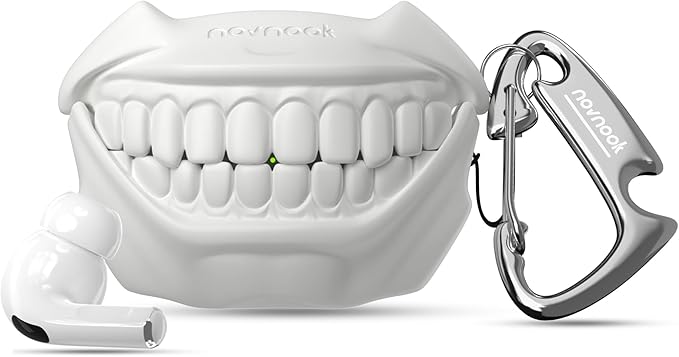 for AirPods Pro 2nd Generation Case, Unique Funny Teeth Design, Soft Silicone Shell, Compatible with Wireless Charging (Star White)