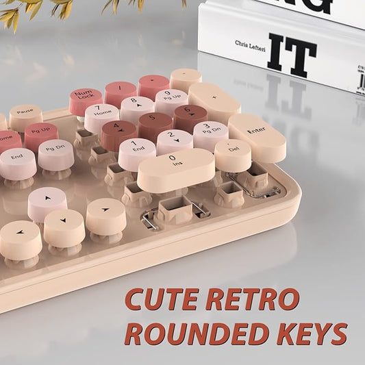 Colorful Wireless Keyboard and Mouse Combo - 104 Key Wireless Keyboard with Number Pad for Windows PC, Notebook, Laptop (Chocolate)