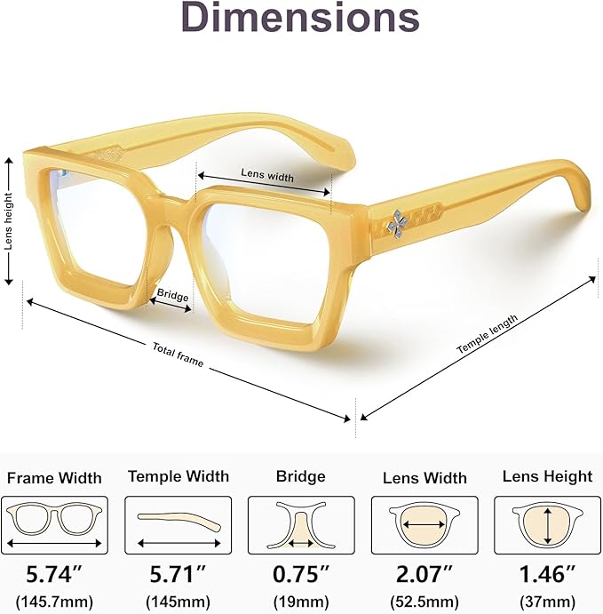 VISOONE Blue Light Blocking Glasses with TR97 Rectangle Frame and Chic Preppy Look for Women Men RIVER