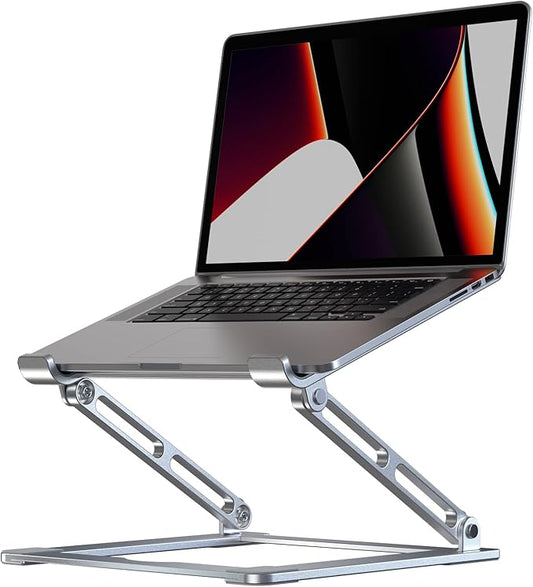 Laptop Stand for Desk, Adjustable Laptop Stand Holder Portable Laptop Riser with Multi-Angle Height Adjustable Computer Stand for MacBook Air/Pro and More Notebooks 10-17.3"-Silver