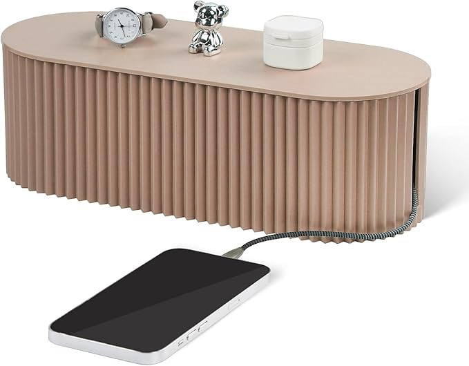 Cable Management Box Large Cable Organizer Box for Power Strips, Surge Protectors, Chargers, Adapters, TV Computer Wires Cable Hider Organizer Box with Cable Ties,Clip Holders - Khaki
