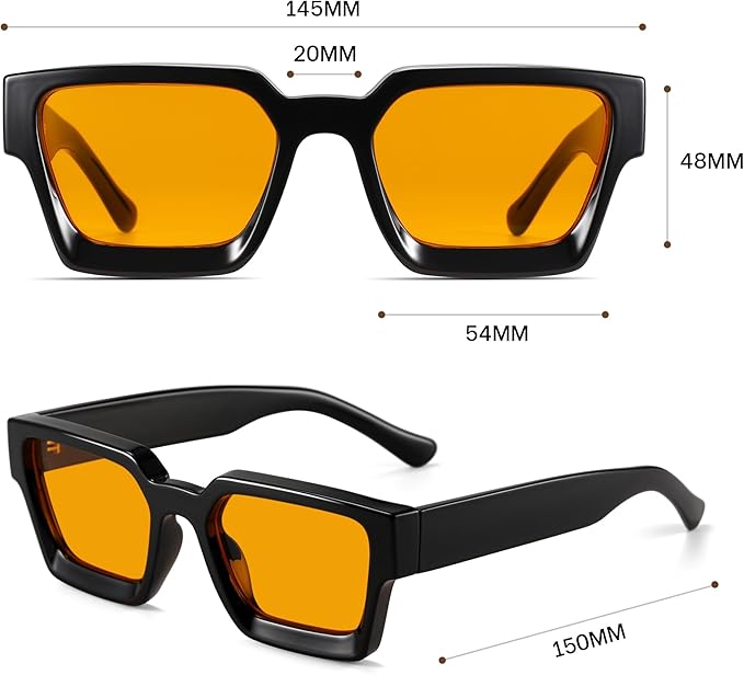 Trendy Amber Blue Light Blocking Glasses Orange Lens for Better Sleep,Computer Eye Strain Men Women Gaming Glasses