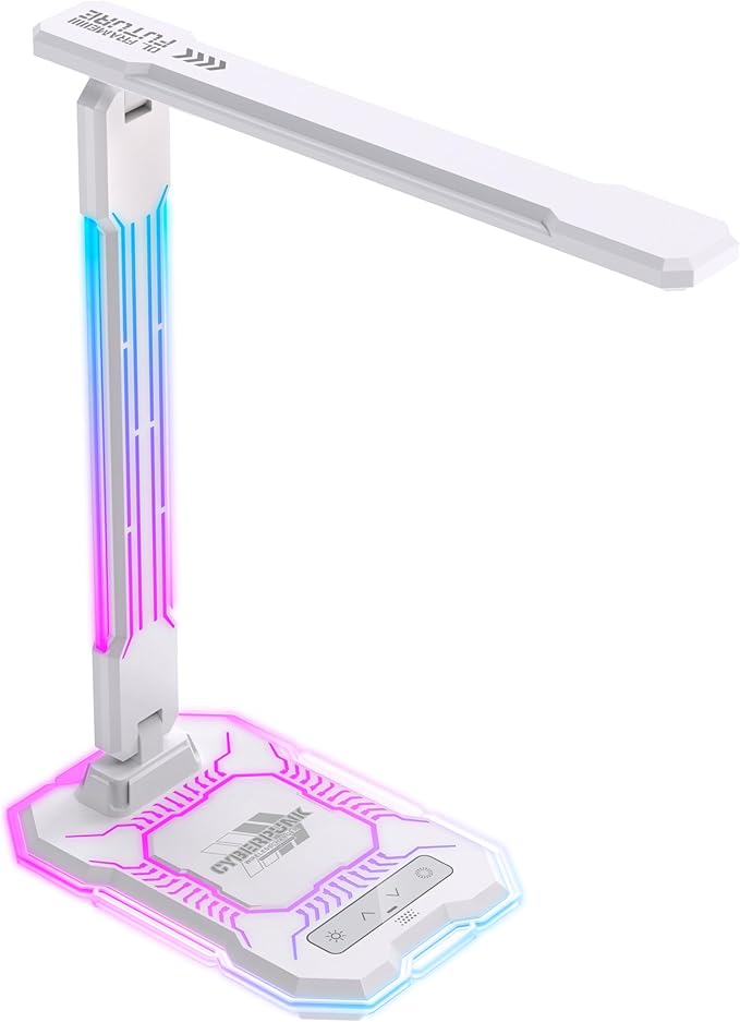 WILIT Desk Lamp for College Dorm Room,Sound Reactive RGB Lamp, Gamer Room Decor, Table Lamp with Wireless Charger&USB Charging Port,Touch Control Lamp,LED Reading Lamp for Home Office,Men Gifts