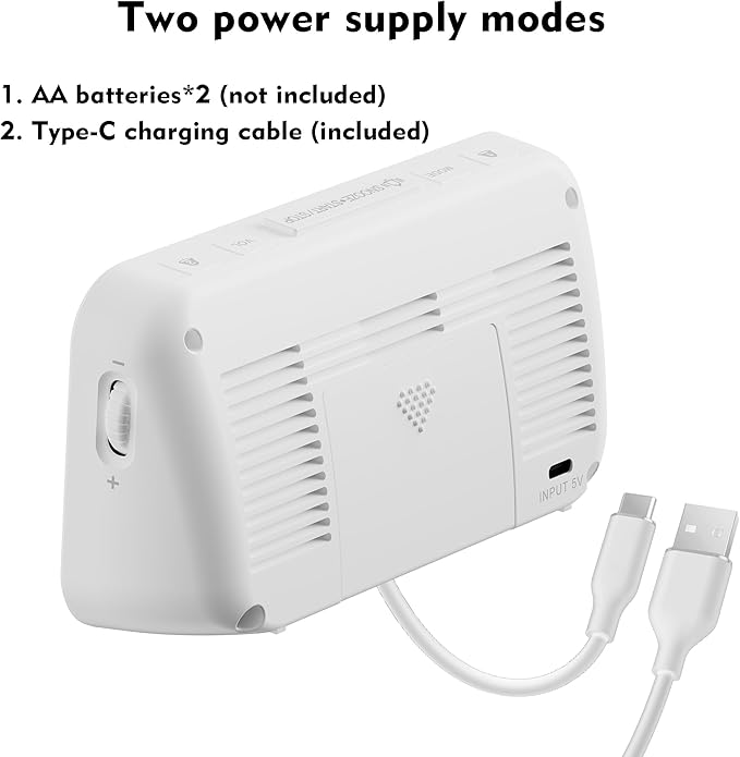 Digital Dual Alarm Clock for Bedroom,Visual Timer Clock for Kids,Dual Display Countdown Stopwatch Timer Dual Alarm Clock, Time Management Station for Homeschooling Teaching Home Kitchen Office (White)