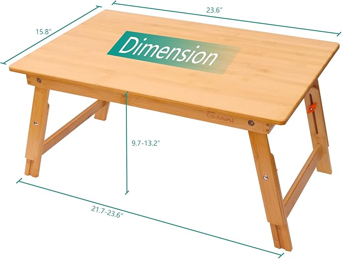 Lap Desk for Bed, COIWAI Bamboo Bed Table tary, Laptop Desk Table, Foldable Floor Tray Bed Desk,Adjustable Height, Portable Foldable Picnic Desk,Serving Breakfast Tea Coffee in Bed Couch Floor
