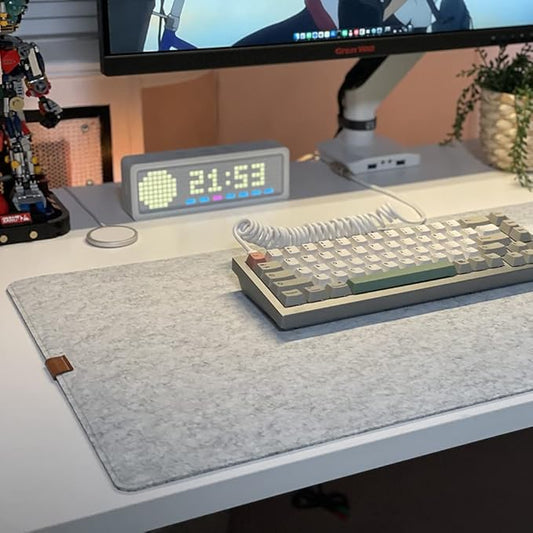 Bright Stone Felt Desk Mat,Non-Slip Mouse Pad, 35.4"x15.7" Office Supplies Desk Protector, Desk Accessories for Home and Office (Light Gray)