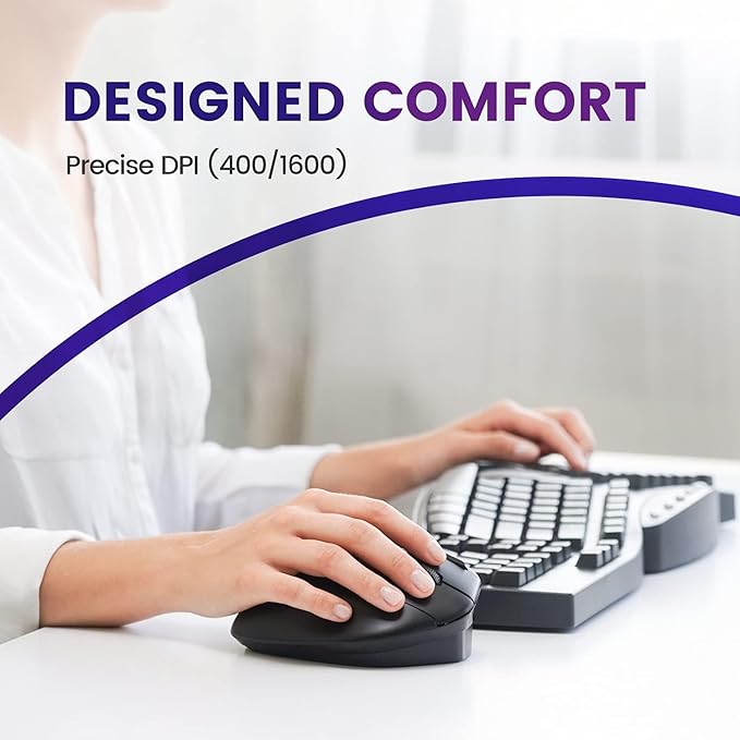 Perixx PERIMICE-720, Wireless Ergonomic Trackball Mouse with Adjustable Angle, Black (11449)