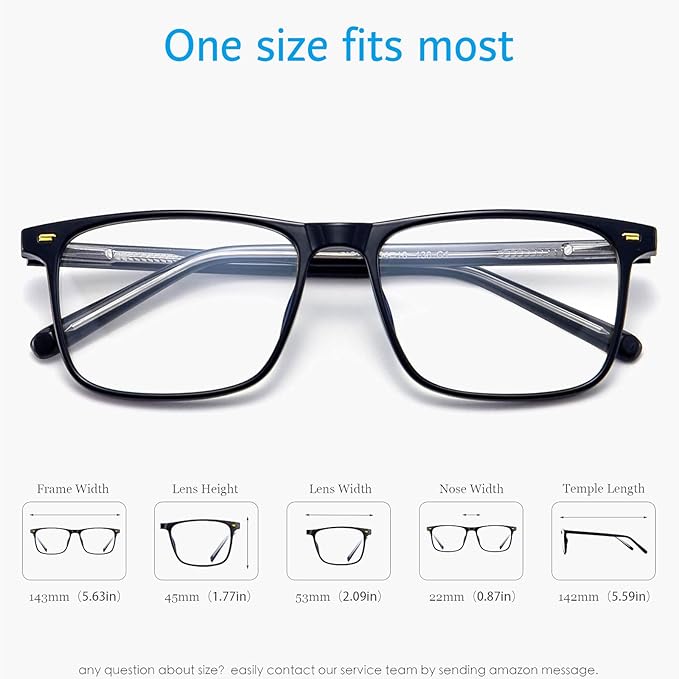 ANRRI Blue Light Glasses Men Anti Eyestrain Oversized Computer Gaming Eye Protection Square Glasses Women Black
