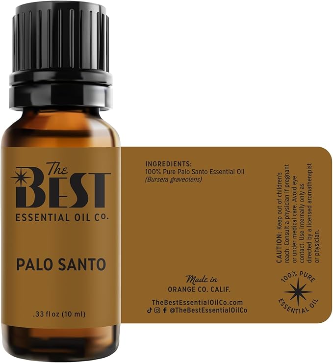 The Best Palo Santo Essential Oil Premium Grade- 100% Pure & Natural for Aromatherapy, Diffuser, Spa, Massage, Air Freshener- 10 ml (.33 fl oz)