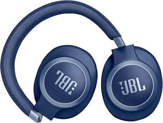 JBL Live 770NC - Wireless Over-Ear Headphones with True Adaptive Noise Cancelling with Smart Ambient, Up to 65 Hours of Battery Life, Comfort-fit Fabric Headband & Carrying Pouch (Blue)