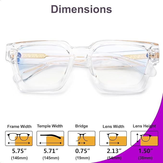 VISOONE Blue Light Blocking Glasses with TR90 Rectangle Frame and Chic Preppy Look for Women Men RIVER