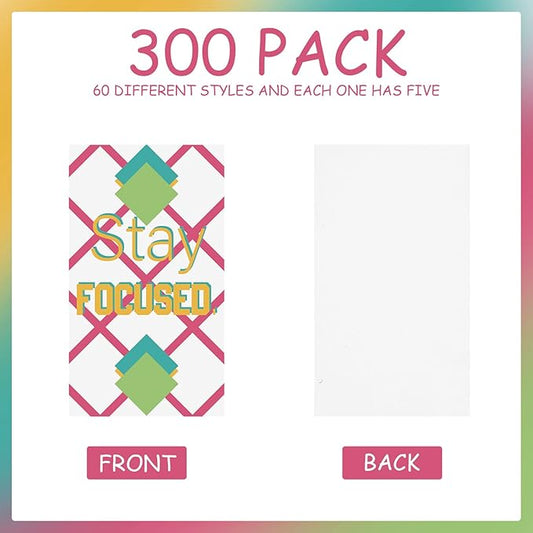 Jinei 300 Inspirational Affirmation Cards Positive Motivational Cards Small Mini Encouragement Quotes for Women Church End of the Year Teacher Gifts(Line Flower)