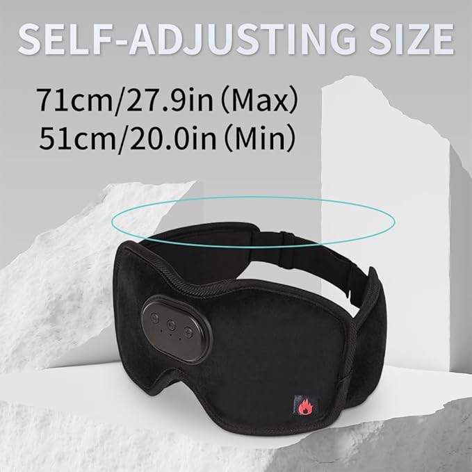 Heated Eye Mask with Bluetooth Headphones SYPVRY Wireless Sleep Eye Mask Headphones for Sleeping with Temperature & Timer Control, Warm Eye Compress USB Heated Mask for Dry Eyes Style, Black