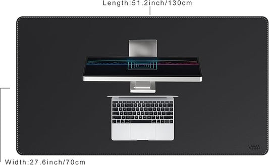VYAAA Leather Desk Mat, 51"×27.5" Large Mouse Pad, Desktop Protector for Desk, Multifunctional Keyboard Mouse Pad for Home or Office (Black)
