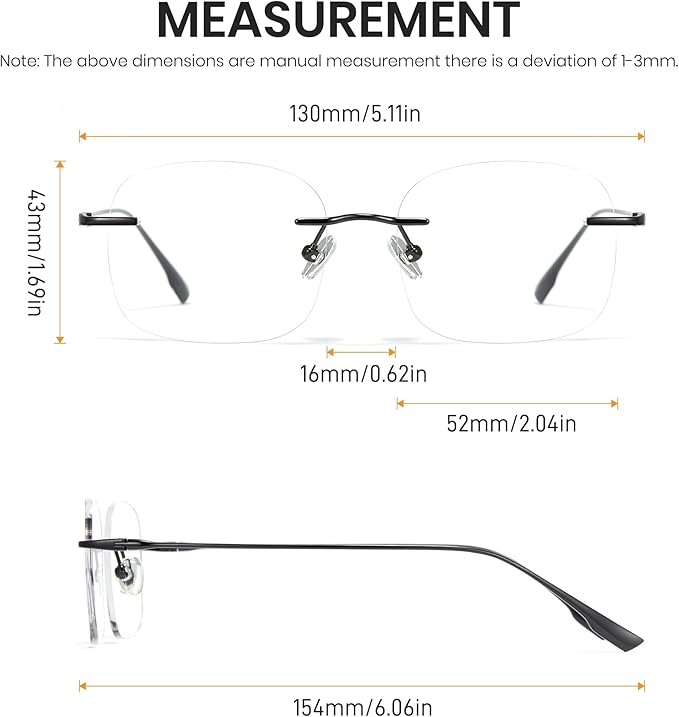 Cyxus Titanium Blue Light Glasses for Men Frameless Rimless Glasses UV protection Eyeglasses