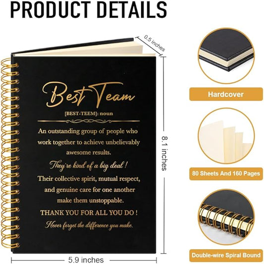 Best Team 160 Blank Pages Spiral Notebook, Teamwork Gifts for Staff, Employee Thank You Gifts, Dream Team Gifts for Colleagues, Team Member Gifts, Appreciation Gifts for Coworker Colleagues
