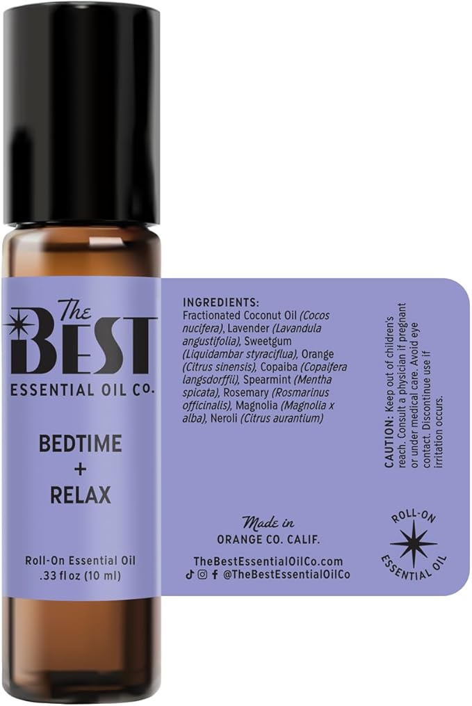 The Best Bedtime + Relax Essential Oil Roll-On Blend- Premium Grade- Pre-Diluted in Coconut Oil- Ready to Use- 10 ml (.33 fl oz)