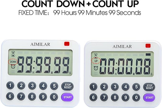 Digital Countdown Kitchen Timer - AIMILAR Magnetic Count Up Down Cooking Timer with Magnet Back Loud Alarm Directly Input Hours Minutes and Seconds