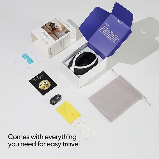 Freed Mind 3 Eye Massager & Bluetooth Heat Sleep mask,Father Gift Sets |with Suede Storage Bag | Migraine Relief,Relaxation,Bedtime Stress Relief | White Noise,3D airbag kneading| Smart Head Massager