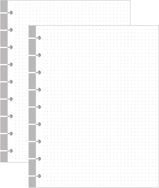 200 Sheets 9-Disc Discbound Dotted Grid Refill Paper, Classic Size Discbound Pre-punched Happy Planners Insert, 100gsm White Paper, 7" x 9.25"
