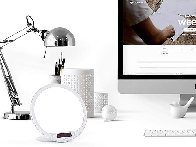 Light Therapy Lamp 10000 Lumens UV-Free Sunrise Alarm Clock Wake Up Light Super Bright Alarm Clock APP Control with 10 Built-in Natural Sounds Portable