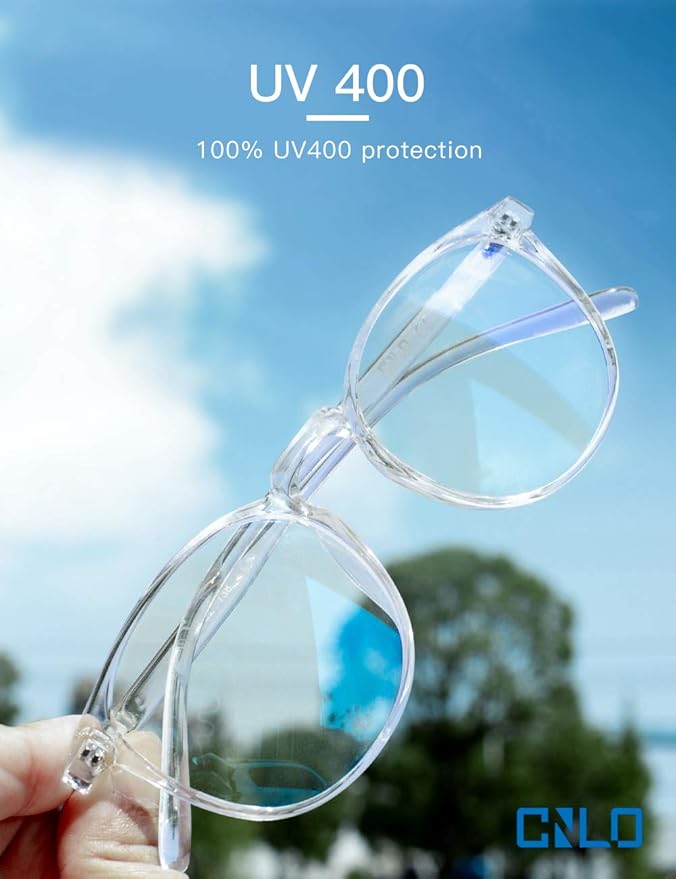 CNLO Blue light blocking Glasses,Computer Gaming Glasses,TV Glasses,For UV Protection, Anti Eyestrain,Lightweight Frame Eyewear,Transparent Men/Women (Crystal)
