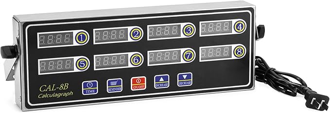 QWORK Digital Kitchen Timer - 8-Channel Multi-Timer with Waterproof Panel, Adjustable Volume