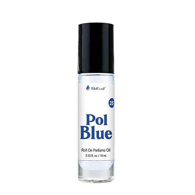 Well's Oil Roll-On Perfume Oil (Pol Blue) | Aromatic & Woody Notes | Long-Lasting | Paraben-Free | 0.33 Fl Oz / 10 ml