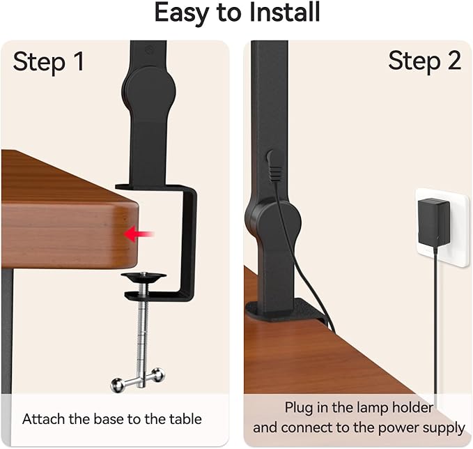 LED Architect Desk Lamp with Clamp - 24W Ultra Bright Adjustable Swing Arm Light for Home Office, 3000 Lumen Auto Dimming Computer Lamp with Stepless Touch Control, Rotatable for Video Calls, Drafting