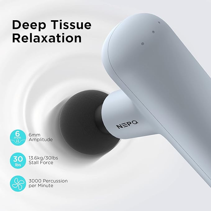 Mini Massage Gun, SK6 Fascial Gun Portable Deep Tissue Percussion Muscle Back Head Massager for Pain Relief with 4 Massage Heads 4 Speed High-Intensity Vibration Rechargeable (Gray)