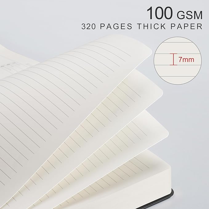 EMSHOI Meeting Notebook for Work with Action Items - 320 Pages B5 Thick Project Planner Agenda Organizer Work Notebook for Women Men Office Business Notes, PU Leather Hardcover, 7.5" x 10", Black