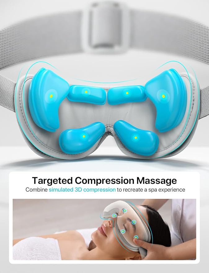 ALLJOY Eye Massager with Heat and Cooling, Birthday Gift for Women/Men, Bluetooth Music Sleep Mask for Migraine Relief,Eye Strain, Dark Circles & Dry Eyes