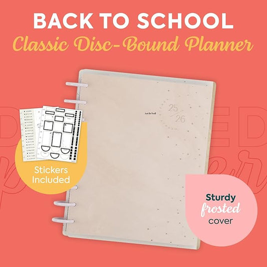 Happy Planner Disc-Bound 12-Month July 2025–June 2026 Planner with 3 Extra Months, Classic Size, Student Layout, Cosmic Plans
