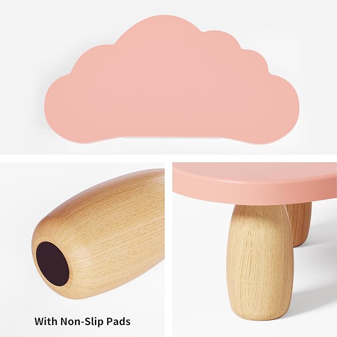 Monitor Stand Riser,Cloud-Shaped Sturdy Wood Computer Monitor Riser Wirh Drawer, Monitor Stand Riser, Multi-Purpose Desktop Organizer Riser for Computer,Laptop,Printer,TV,Pink