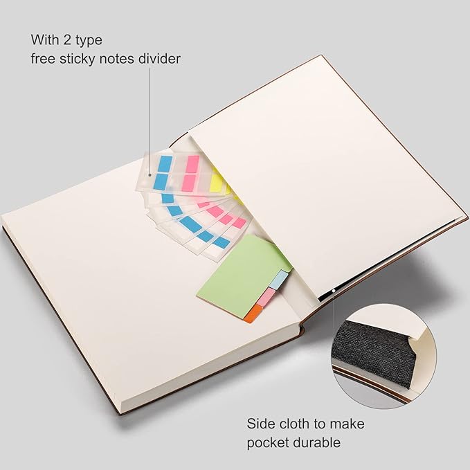 AHGXG 8.5''×11'' Notebook College Ruled - Large A4 Notebook Lined Journal - 320 Pages Thick Journal for Writing, 100gsm Thick Paper, Leather Softcover, for Work School - Black