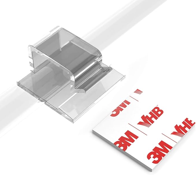 Cable Clips with Strong Self-Adhesive, XIAOXI R Shape Cable Management TV PC Wire Holder Sticky Tidy and Organizer Cord and Wires - 40 Pcs (Clear)