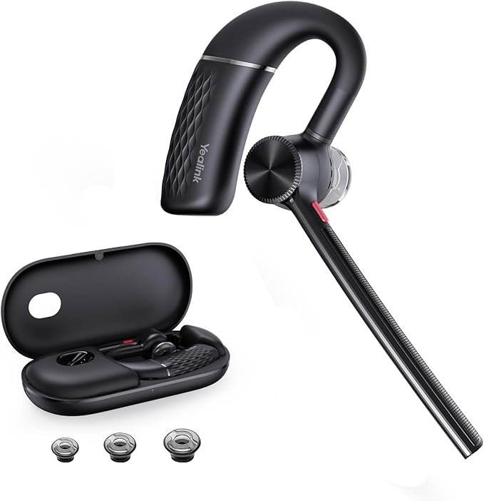 Yealink Bluetooth Headset BH71,Wireless Bluetooth Earpiece with 4 Noise Canceling Microphones,Teams&Zoom Certified,Mute Function,Connect to Cell Phone/Laptops,No Dongle
