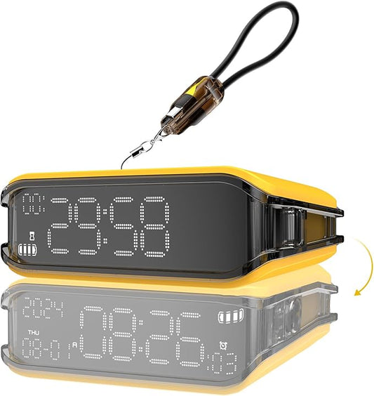 Pomodoro Timer Clock, Desk Timer for Productivity, Rotating to Switch Functions, Real-Time, Countdown, Count-up for Classroom Study, Work, Fitness