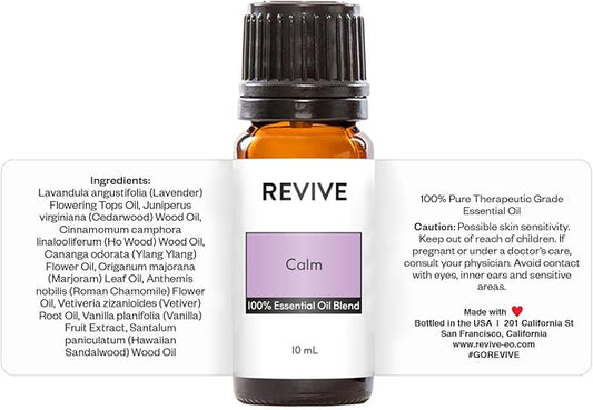 Calm Essential Oil Blend by REVIVEEO - 100% Pure Therapeutic Grade, for Diffuser, Humidifier, Massage, Aromatherapy, Skin & Hair Care