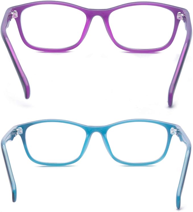 Outray Kids Anti Blue Light Glasses Classic Rectangle Eyewear Anti Harmful Blue Light/UV400 | Anti Glare (Blue+Purple, 47)
