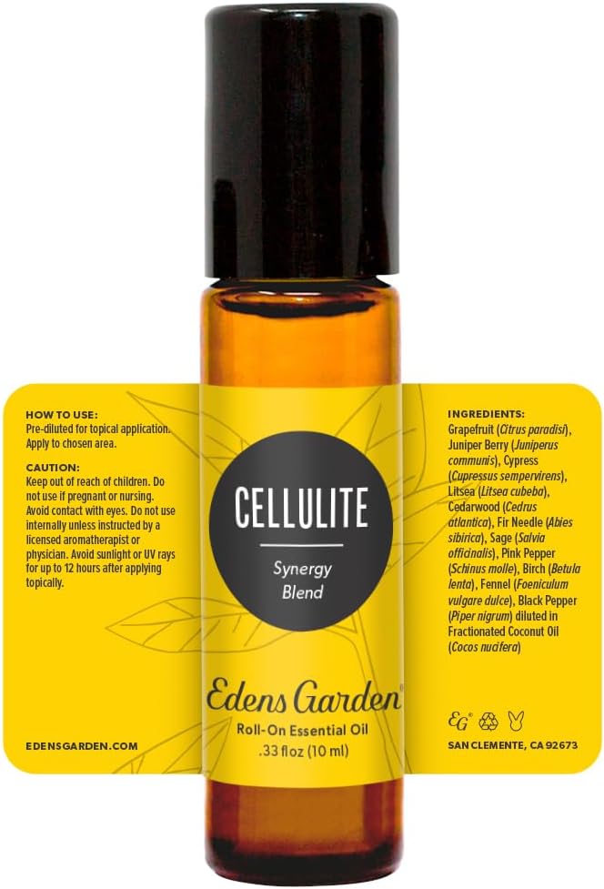 Edens Garden Cellulite Essential Oil Roll-On Blend- 100% Pure Premium Grade, Natural, Therapeutic, Aromatherapy, Kid & Skin Safe, The Best for Body, Relaxation, Face Pre-Diluted 10 ml (.33 fl oz)