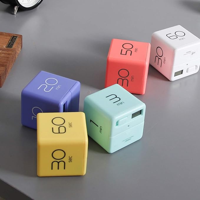 mooas Cube Timer (Mint), Flip Timer Productivity Timer, Time Management, Block Timer Kids Cube Timer Kitchen Timer Desk Timer for Studying Workout Classroom 1, 3, 5, 10 min Timer Setting