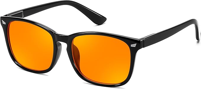 FEISEDY Orange Blue Light Blocking Glasses for Woman Men Amber Lenses Computer Gaming Glasses for Better Sleep
